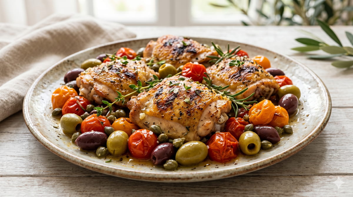 Mediterranean chicken with olives and tomatoes