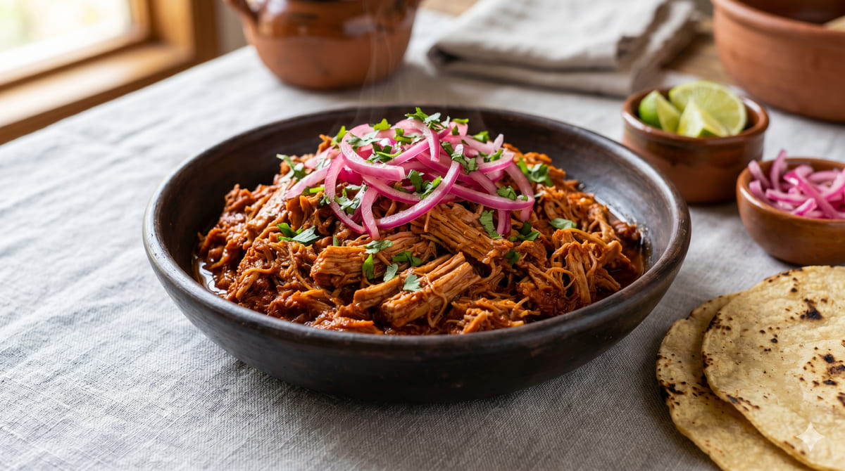 Cochinita pibil with pickled onions